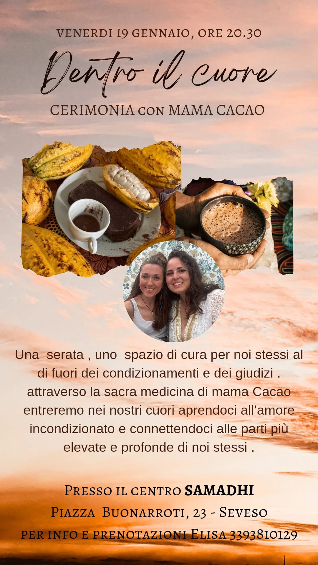 Venerdì 19/01/24 Dentro il Cuore -cerimonia del Cacao-